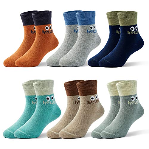 Toddler Boys Cotton Crew Socks Kids Seamless Toe Socks Colorful Athletic Quarter Socks Size 3-9