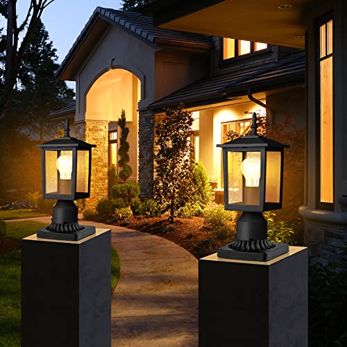 Cinoton Dusk To Dawn Outdoor Post Light Fixtures, Modern Exterior Post Lantern 6-Inch With Pier Mount Base, Aluminum Lamp Post Lantern Head With Clear Glass Waterproof For Garden Patio Pathway Deck #TOP5