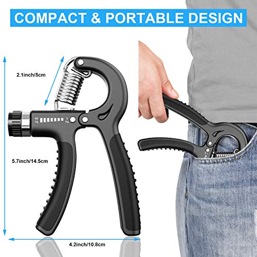 ALMAH Hand Grip Strengthener (2pack), Hand Grip Exercise Strengthener, Forearm Exerciser Adjustable Resistance 11-132 Lbs, Non-Slip Gripper, Perfect for Injury Recovery Athletes and Muscle Building