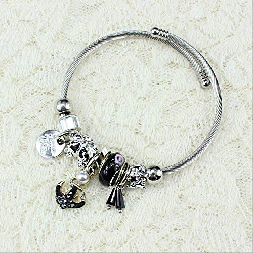 Preisvergleich Produktbild hxx Schwarzes Edelstahlarmband Anker Kürbis Auto Armband Damen Gesamtlänge 16Cm