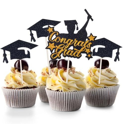 Décorations de Gâteau Remises de Diplômes Topper Graduation Cupcake Nourriture Deco pour Fête d‘anniversaire Pâtisserie Desserts Table Remises de Diplômes 2023
