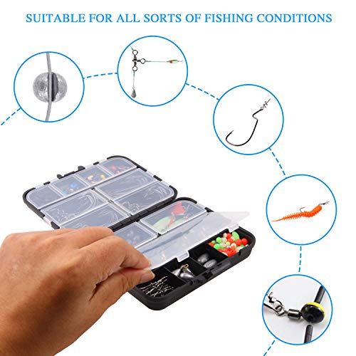 Angelzubehör-Set mit 204-teiligem Tackle Box Set inkl. Haken, Angelsinker, Drehknöpfe, Sinker Slides, Wacky O-Ringe… – Bild 7