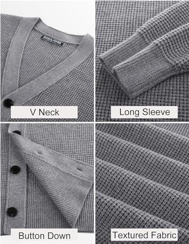 PJ PAUL JONES Mens Waffle Textured Cardigan Sweater Long Sleeve V-Neck Knitted Sweaters4