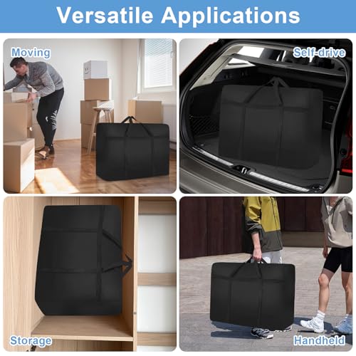 2 Stück Reisetasche Groß Für Umzüge, 180L Umzugstaschen (100cm*58cm*28cm), 600d Oxford Jumbo Tasche Mit Reißverschluss, Aufbewahrungstasche Für Bettdecken Kleidung Bettwäsche