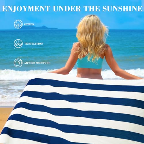 Exclusivo Mezcla BT-003-2LCC 2 Pack Cotton Oversized 35X70 Inches Cabana Stripe Beach Towels thumb #7
