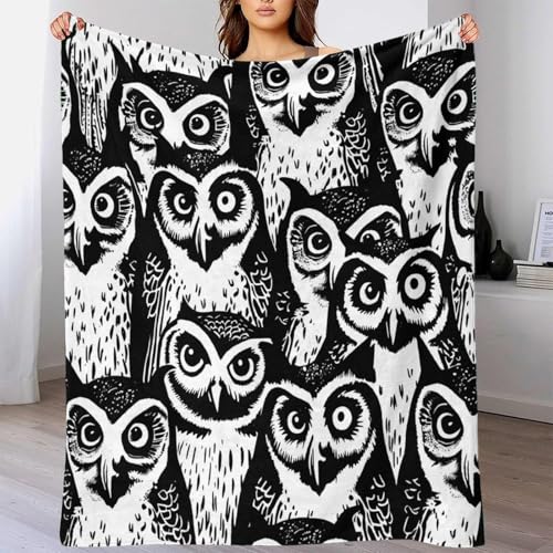 Couverture hibou 3D microfibre plaid chaud lavable toutes saisons