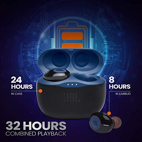 JBL Tune 125 TWS In-Ear Earphones - True Wireless Bluetooth headphones with powerful bass, up to 32 hours battery life and charging case, in blue