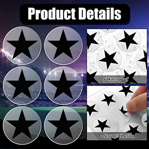 Image of Leinuosen Helmet Stickers Football Baseball Helmet Decals 1-1 /8 Inch Vinyl Sports Football Decals Self Adhesive Hockey Stickers for Hockey, Lacrosse, Batting(Clear Print Black,Star)