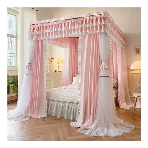 Dosel de cama de 4 postes contra insectos y luz con cortina opaca para dormitorio 2