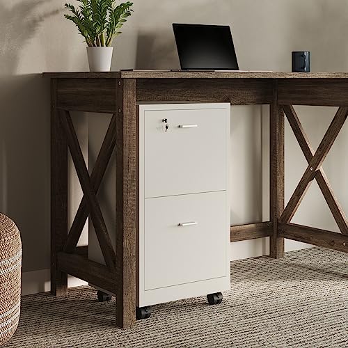 File Cabinet - 2-Drawer Cabinet with Lock and Deep Drawer Storage - Rolling Filing Cabinet for Under The Desk, Home, or Office by Lavish Home (White) by Lavish Home - Image 2