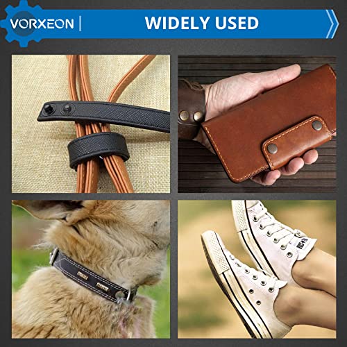 Vorxeon Belt Hole Puncher For Leather, 6 Sizes Revolving Hole Punch Pliers Set With Ruler, Grinding Rod, Plastic Hammer, 240Pcs Leather Double Cap Rivets And 100Pcs Leather Snap Fasteners #TOP5
