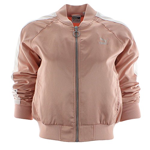 PUMA Women's En Pointe T7 Satin Jacket, Peach Beige, XS