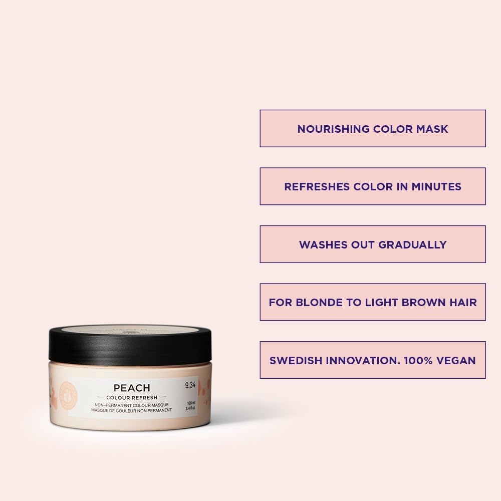 Maria Nila Colour Refresh, Peach 100 ml, maschera per capelli pesca, pigmenti semi-permanenti, prodotto 100% vegano e senza solfati/parabeni