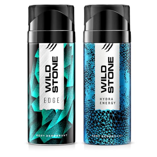 Wild Stone Edge and Hydra Energy Long Lasting Deodorants for Men, Pack of 2 (150ml each),spray