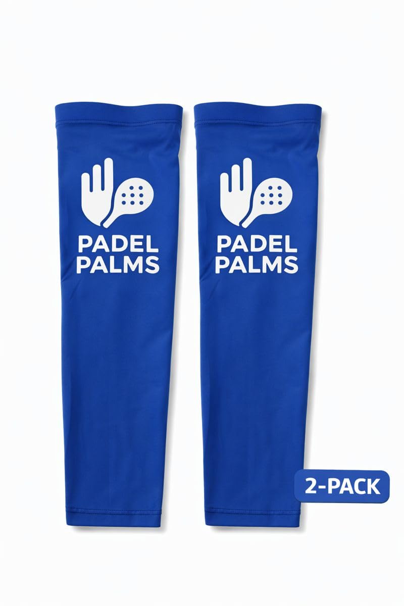 Padel Palms Unisex Blue Compression Arm Sleeves For Enhanced Performance, 2-Pack, Graduated Compression Design With Secure Upper Hold (Small)