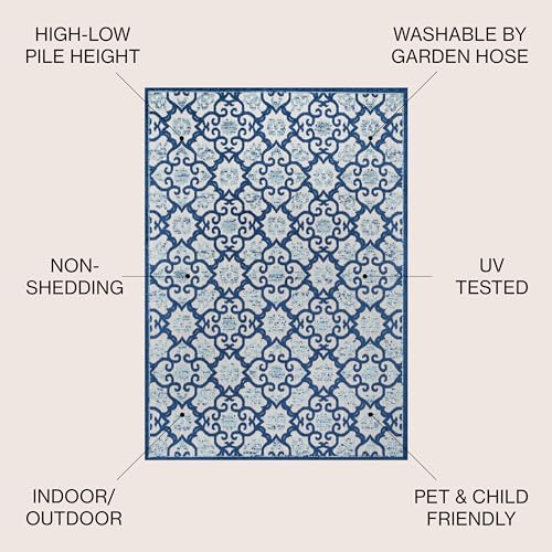 Tapete decorativo rectangular 4x6 gris claro y azul miniatura 2