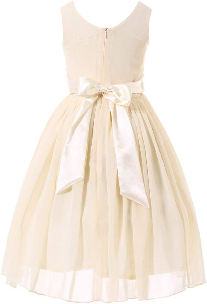 Bow Dream Junior Bridesmaids V-Neckline Chiffon Flower Girl Dress