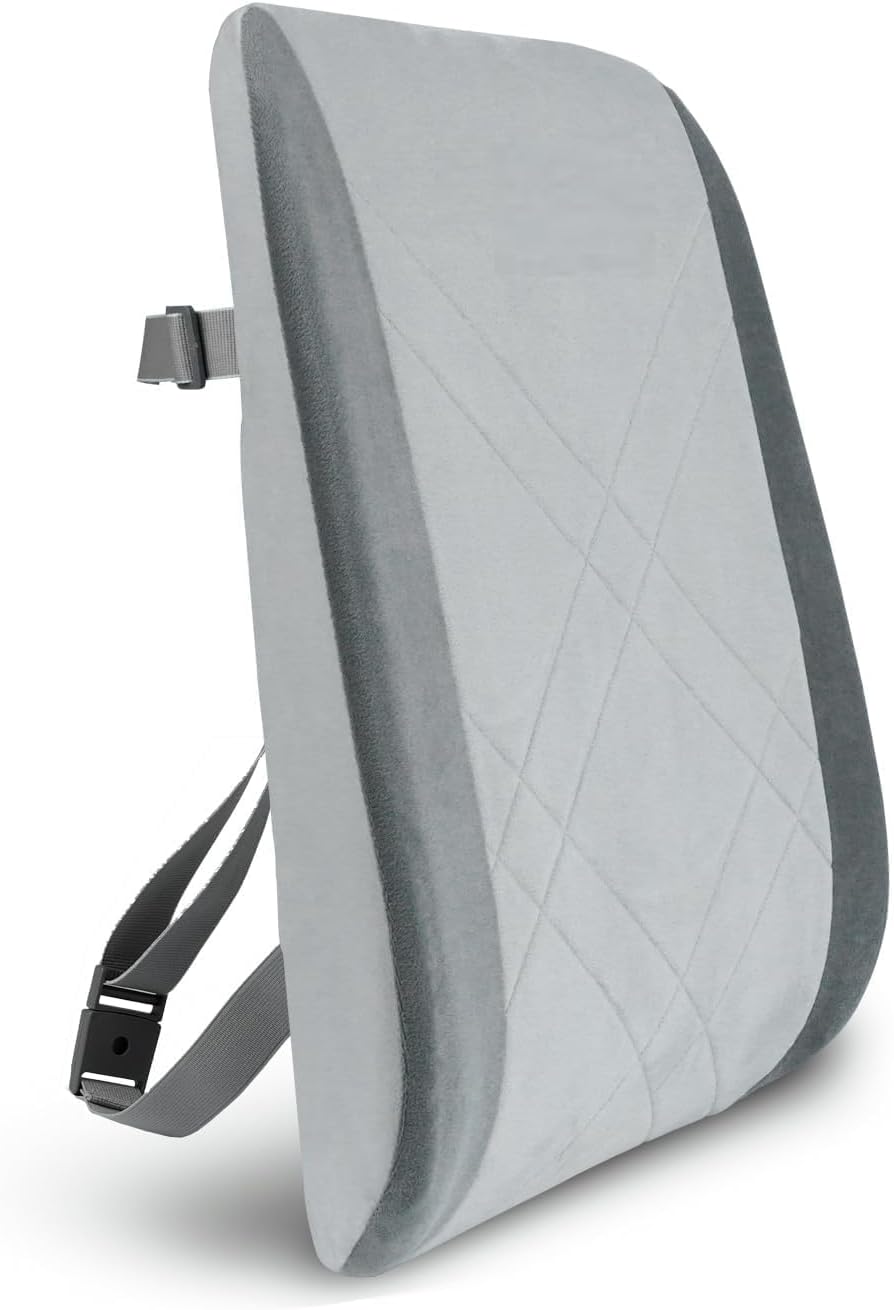 Lumbar Support Back Rest Cushion for Chair and Car with Adjustable Strap, Back Pain Relief