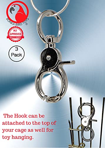 1321 Pack 3 Key, Claw, Feeding, Door, Cage, Lock, Chain, Ring, Bonka Bird Toys, Craft, Clip, Parrot, Hanging, Dog, Cat, Parrot, Conure, Accessory, Part #TOP4