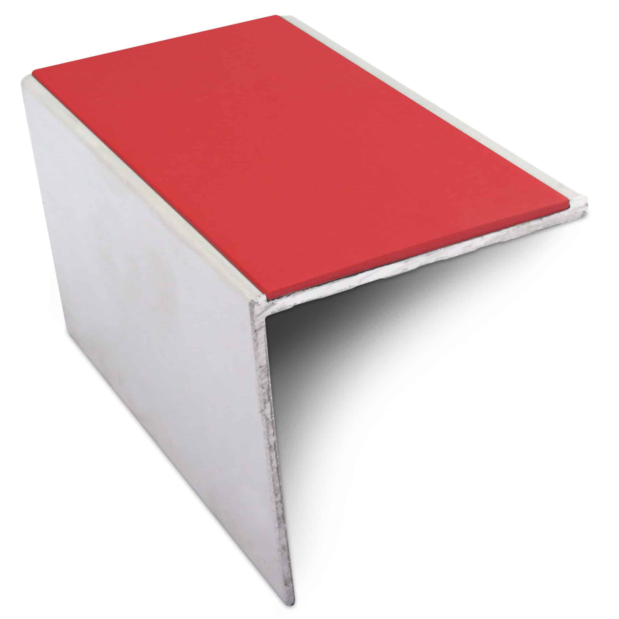 NSL19 56 x 55mm DDA Compliant Aluminium Non Slip Stair Nosing Edge Trim with PVC Insert - Red, 3.22m