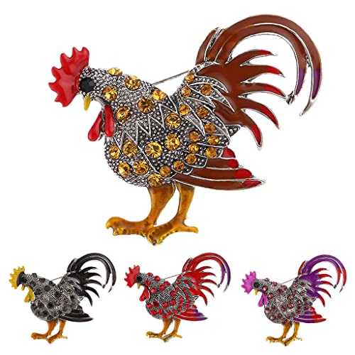 NC Bonito Strass Galo Galo Animal Broche Pinos Natal Crianças Presente - Café