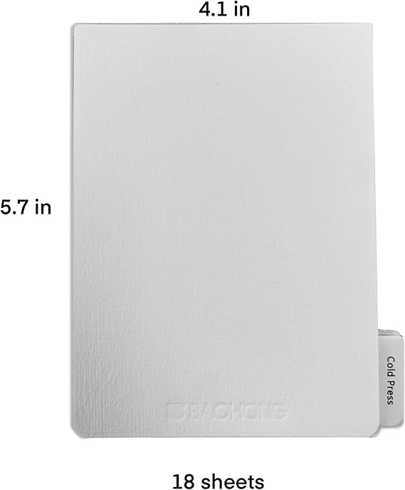 BAOHONG Artists' Grade Paper, Sample Pad, 4.1x5.7, 100% Cotton, 140lb/300gsm,18 pcs (6xTextured Cold Press/6xHot Press/6xRough)