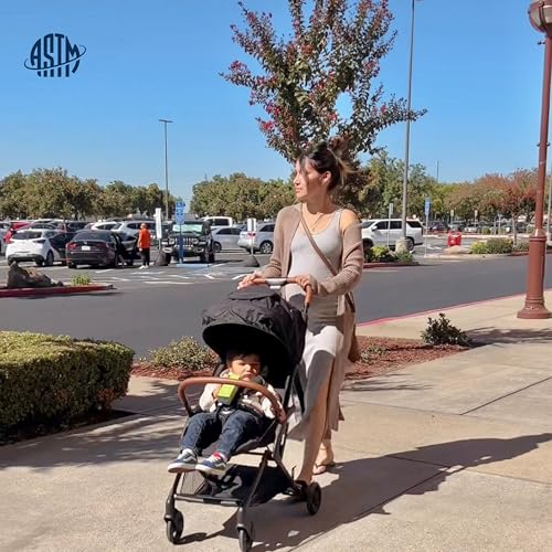 Image of Dream On Me Rio Glide Ultra-Light Compact Stroller, One-Hand Self-Standing Fold, Adjustable Backrest & Footrest, 5-Point Harness, Cup Holder, Suspension Wheels with Storage Basket - Black