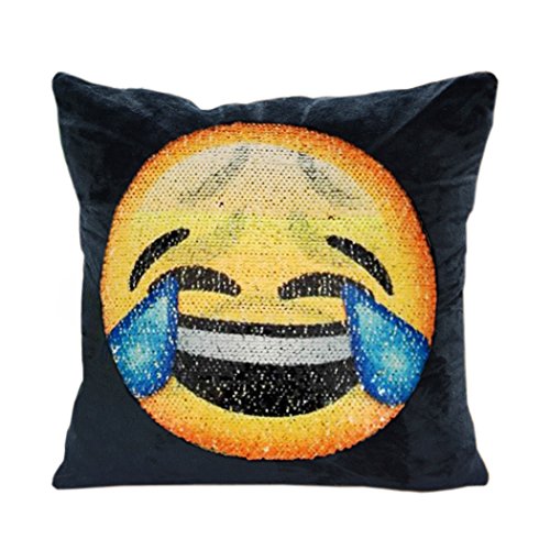 SNUG STAR Mermaid Sequin Pillow Case, Reversible Faces Cushion Cover Changeable Face Pillowcases DIY Decorative Pillowcase for Sofa Home Decor 16 X 16(Helpless and Crying)