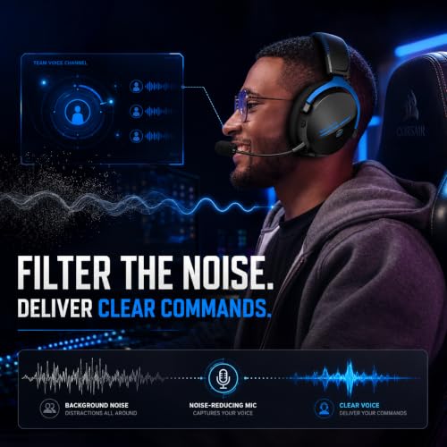 Motast 2.4GHz Wireless Gaming Headset for PC PS5 PS4 Switch,100Hrs, BT6.0 | 7.1 Surround Sound Gaming Headphones with 50mm Drivers, ENC Noise Canceling Mic, RGB Light, 263g Lightweight Over Ear Headset - image 4