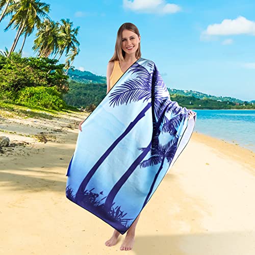 Decomen Beach Towel, Microfiber Beach Towels, Oversized, Quick Dry (73" X 35") Sand Proof, Absorbent, Compact, Beach Blanket, Lightweight Towel For The Swimming, Sports, Beach, Gym-Coconut Tree #TOP6