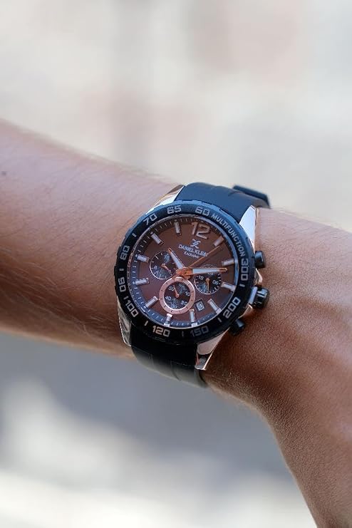 Daniel Klein DKE.1.13742 Exclusive All Functions Steel Plated Men's Wristwatch with Different Color Options with Active Silicone Cord