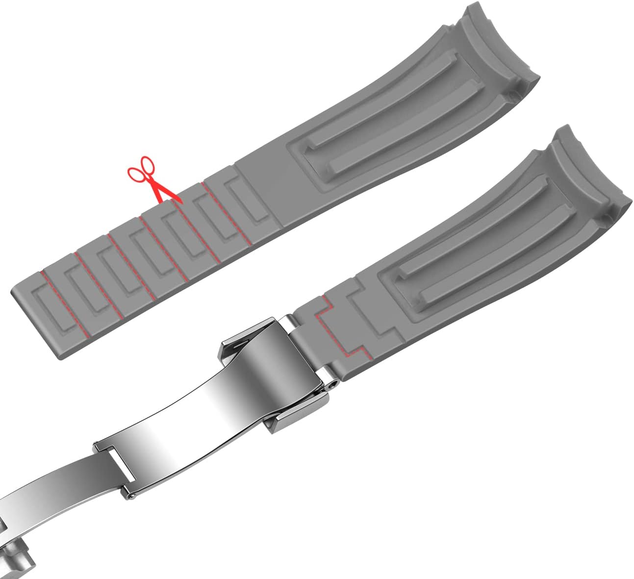 YISIWERA 18mm 20mm 22mm Rubber Watch Band Curved Ends, Soft Black Silicone Watch Bands Strap with Solid High Polised Brushed Double Lock Buckle for Men Women