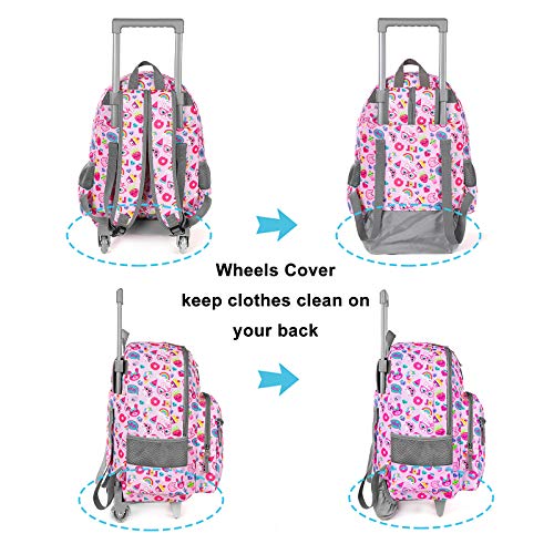 Image of Rolling Backpack 18 inch Double Handle Wheeled Boys Girls Travel School Children Luggage Toddler Trip