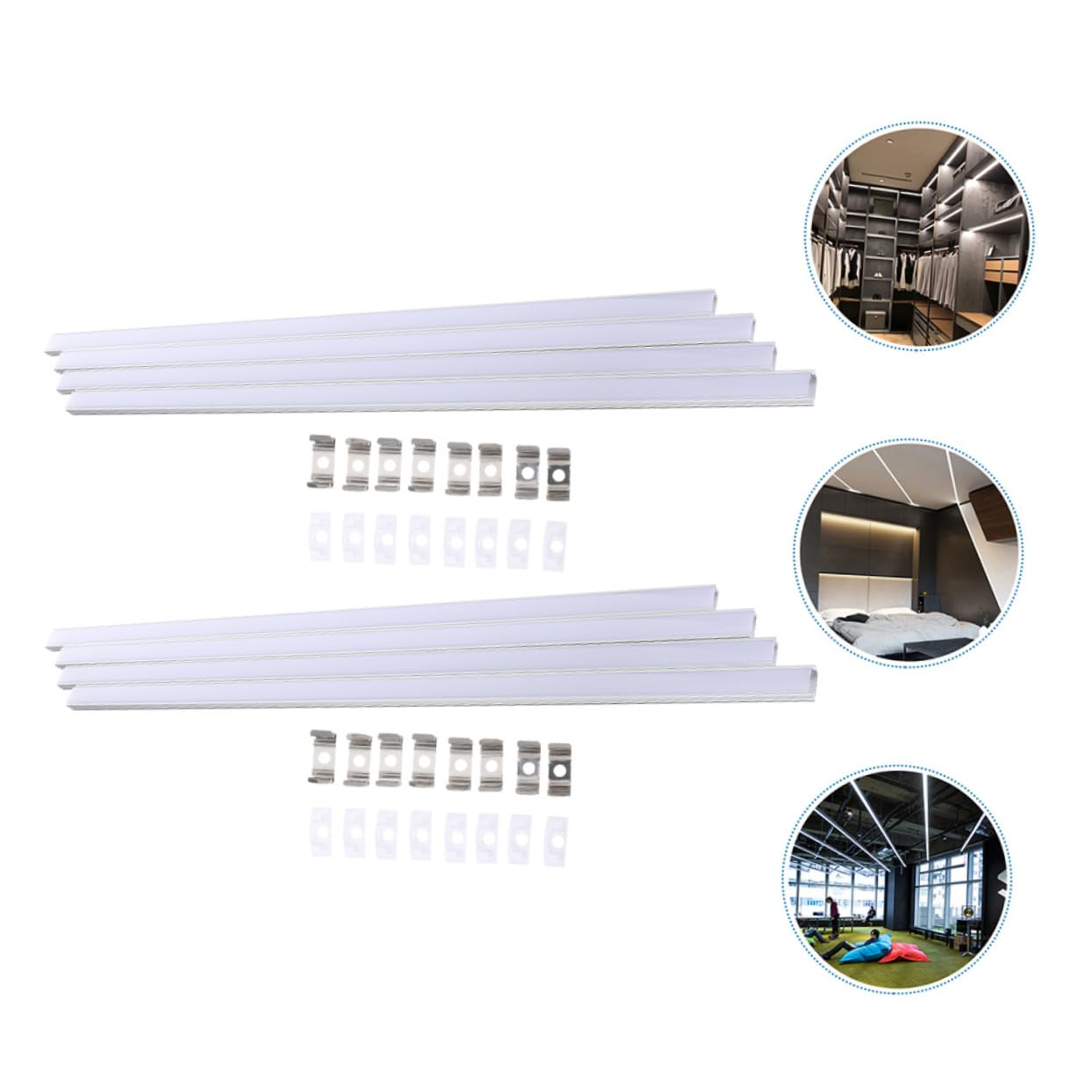GLEAVI 8sets u Shape Aluminum Channel for Led Strip Lights Led Light Strip Housing Cover for Easy Installation and Enhanced Visibility Home Office Decor