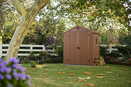 Keter Gerätehaus Darwin 6x4 DD, Braun, Außenmaße 190x122x221cm, wartungsfrei, Kunststoff,wetterfest, Gartenhaus… – Bild 5