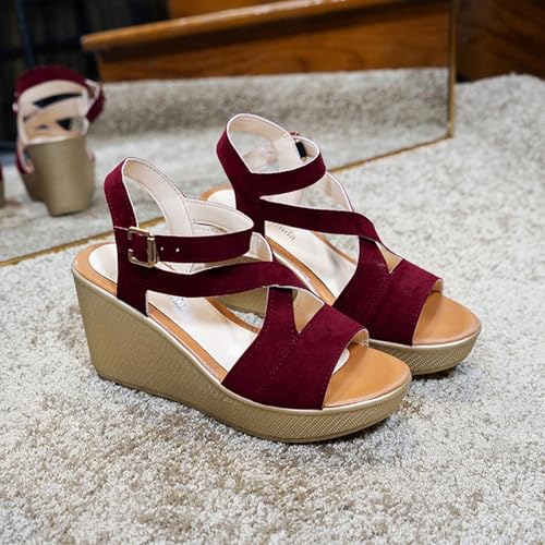 Women’s Arch Support Wedge Sandals With Adjustable Ankle Strap, Comfortable Open-Toe Strappy Design For Walking Beach4