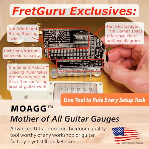 Image of FretGuru XT Metric+ Guitar String Action Gauge | Pro Fret Rocker, Bridge & Pickup Spacing Ruler | Advanced Ultra-Precision MOAGG Technology | Luthiers Guitar Setup Tool | Fret Height /Fret Wear Check