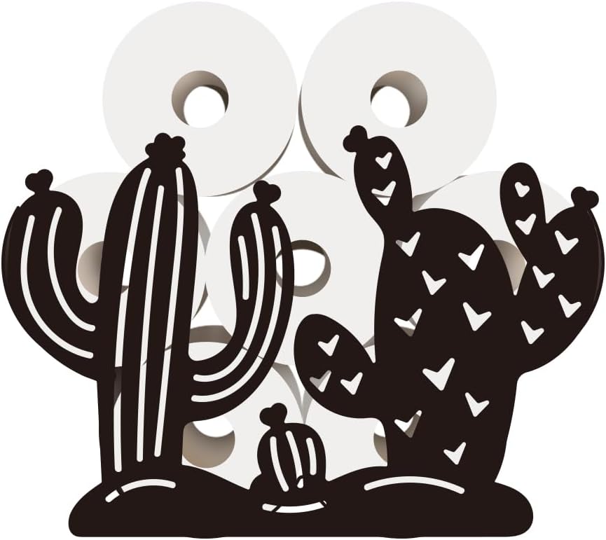 WADORN Cactus Toilet Paper Holder, Metal Cactus Plant Wall Mounted Toilet Paper Storage for Extra 8 Rolls Funny Toilet Paper Organizer Toilet Paper Roll Holder for Bathroom Home Office Décor