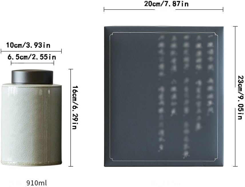 SONGCHAO Sugar Jar Plant Ash Tea Cans, Green and Black, Metal Lid Tea Canister