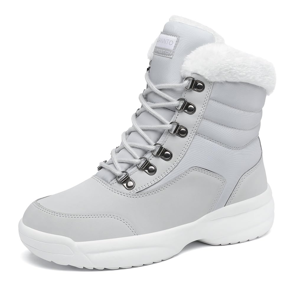 Dannto Stivali da Neve Donna Inverno Scarpe Outdoor Antiscivolo Pelliccia Invernali Stringate