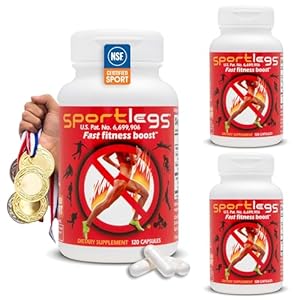 SPORTLEGS Fast Fitness Boost Pre Workout for Men and Women, Lactic Acid Supplement, Sports Endurance Fuel, Endurance Supplements for Runners – NSF Certified for Sport, 120-Capsule Bottle, Pack of 3