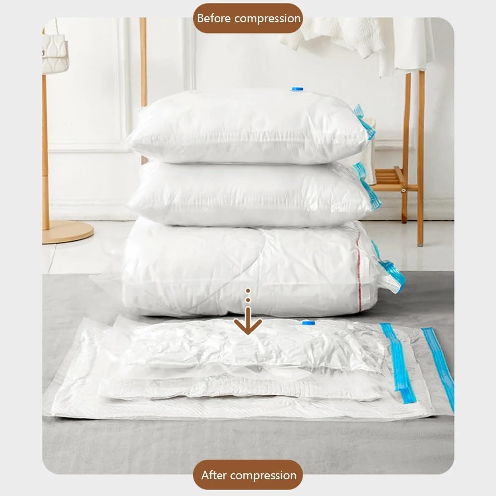 Sacchi Sottovuoto 6 pezzi Sacchetti for la conservazione sottovuoto Sacchetto for con pompa salvaspazio for trapunte Vestiti Cuscini Biancheria da letto Coperte for(6PCS Vacuum Bag,80x100cm)