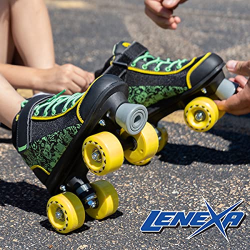 Lenexa Doodle Roller Skates For Boys And Girls - Kids Quad Roller Skate - Pink/White - Black/Green - Great Indoor And Outdoor Roller Skates Made For Kids And Beginners (Black/Green, Big Kids 4) #TOP2