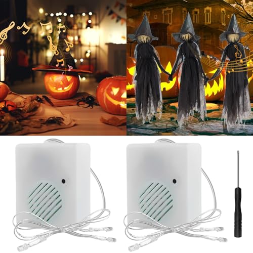 Elegananccy 2 Pack Halloween Sound Player Speakers with LED, Horror