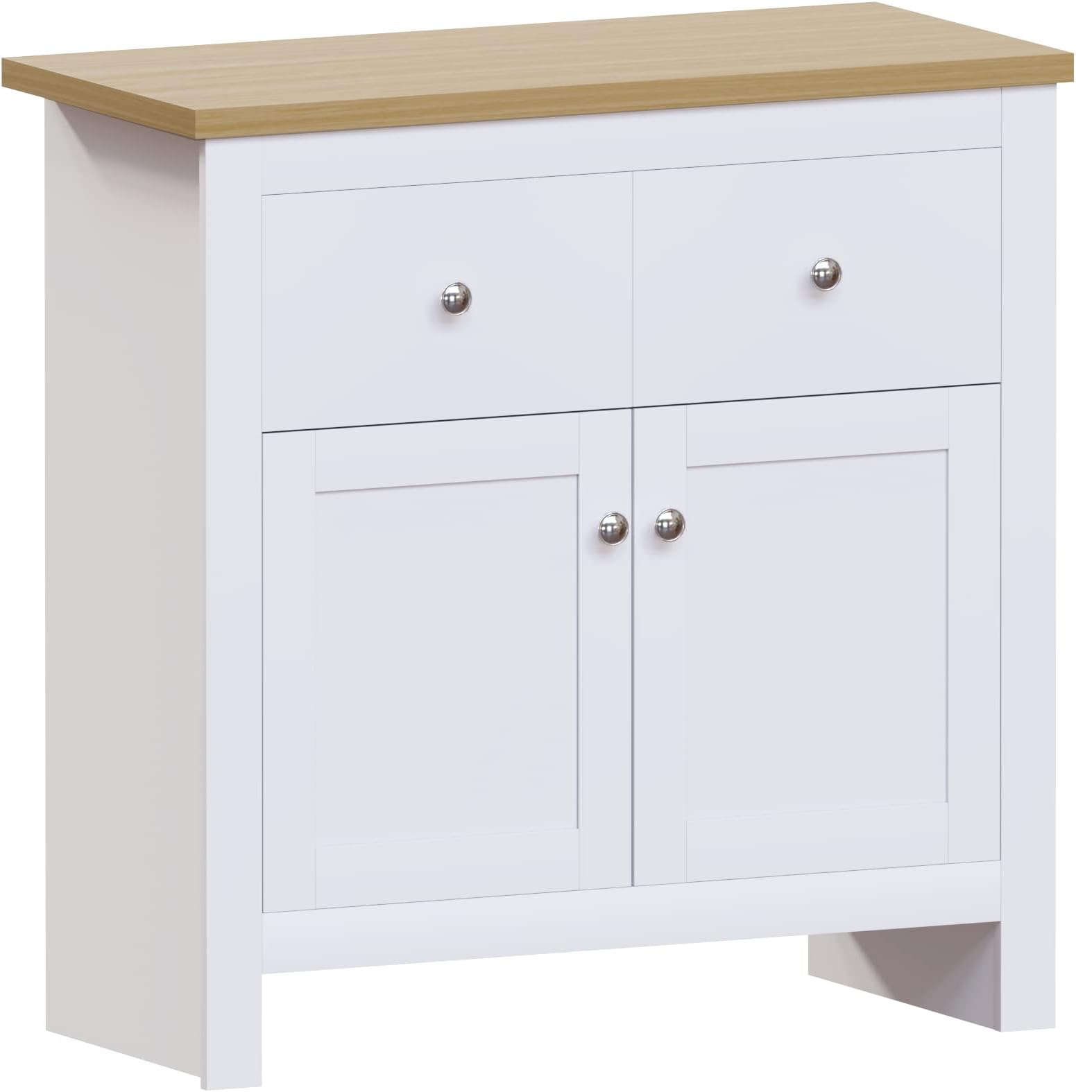 Vida Designs Arlington Sideboard, Buffet Table, Cupboard Cabinet Engineered Wood (White & Oak, 2 Drawer 2 Door)