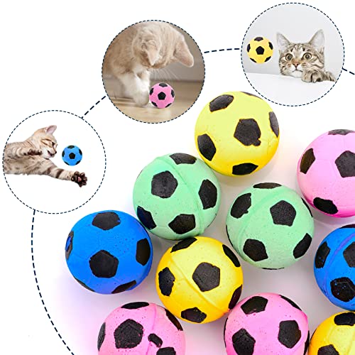 TIESOME Soccer Cat Toy - 10 Pcs Sponge Balls, Large, Colorful, Interactive, Noise-Free, Indoor/Outdoor, Multi-colored, 4 cm - Image 2