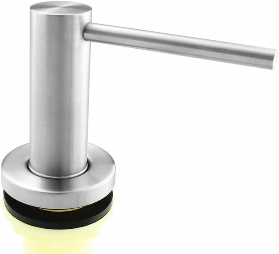 CozhomtekSolid Countertop Soap Dispenser Stainless Steel Pump Counter/Deck Mount Dispenser Head Kitchen Sink Modern Satin Finished Soap Dispenser, Large Capacity 17 OZ(500ML) Bottle