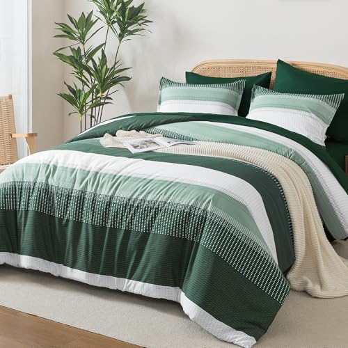 Andency Full Size Comforter Set, Emerald Green, 7 Pieces