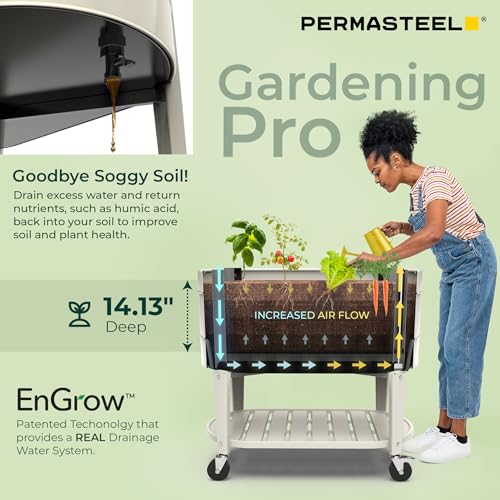image for Permasteel Raised Garden Bed with Legs, Planter Box with EnGrow™ Tru