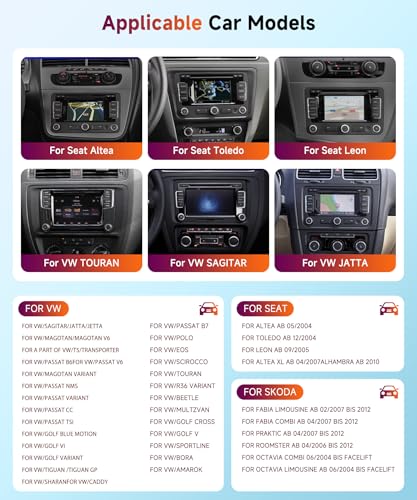 【4+64G】 Hodozzy Carplay Autoadio für VW Passat Golf Seat Altea Skoda Octavia mit USB/USB C/Navi, 8 Zoll VW Autoradio Bluetooth mit Android Auto/Mirror Link/32 EQ/FM/RDS/SWC/WiFi+Rückfahrkamera